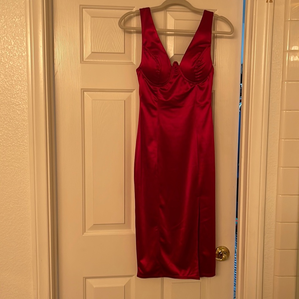 Satin burgundy dress